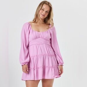 Altar’D State Elegant Pink Long-Sleeve Dress